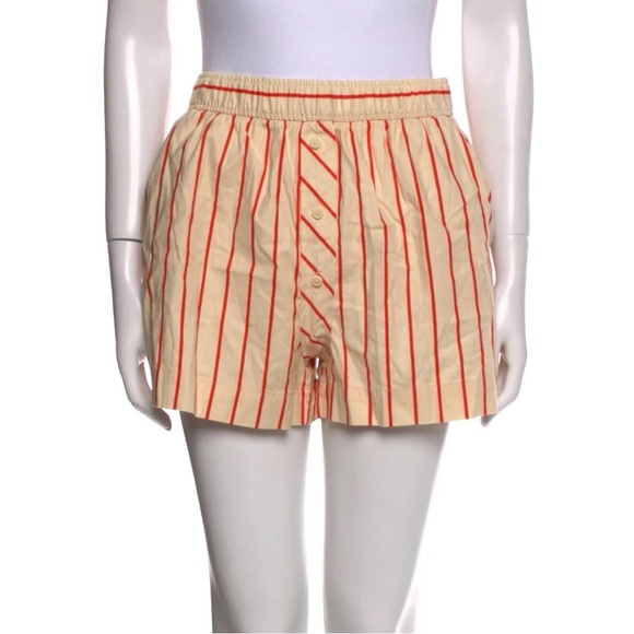Reformation Striped Shorts - Cream and Reddish Orange - Picture 1 of 3
